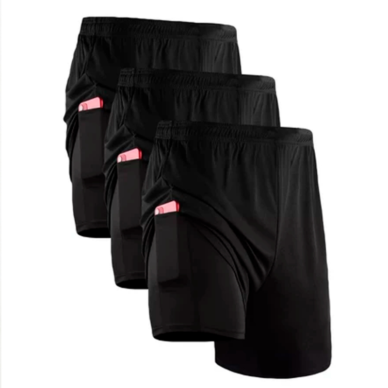 Kit 3 Short Esportivo 2 em 1 com Bolso Lateral – Conforto, Liberdade e Praticidade para Seus Treinos