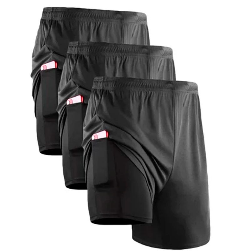 Kit 3 Short Esportivo 2 em 1 com Bolso Lateral – Conforto, Liberdade e Praticidade para Seus Treinos