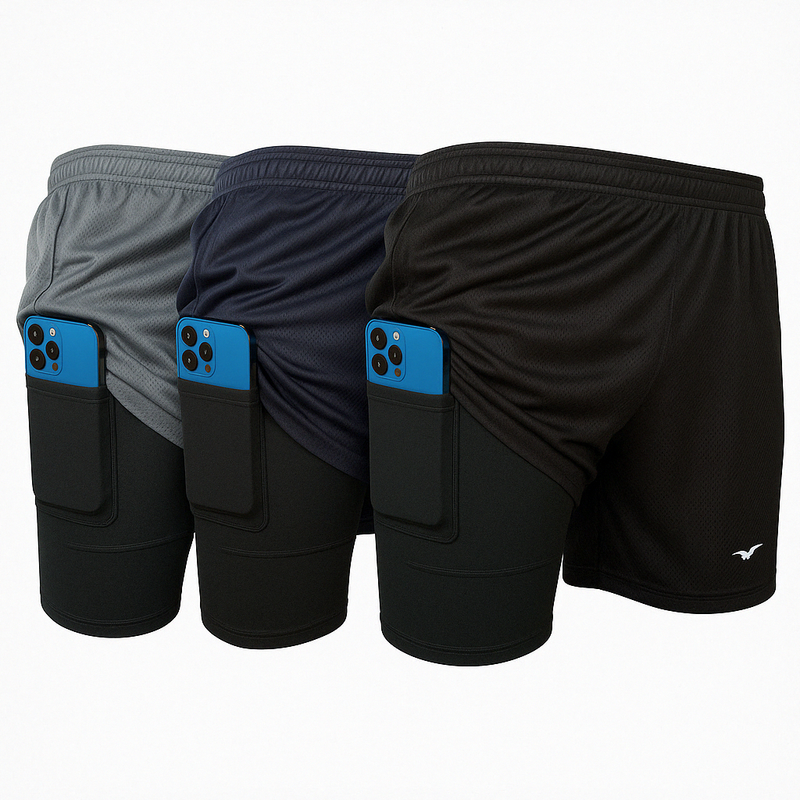 Kit 3 Short 2 em 1 Bermuda Academia Masculino