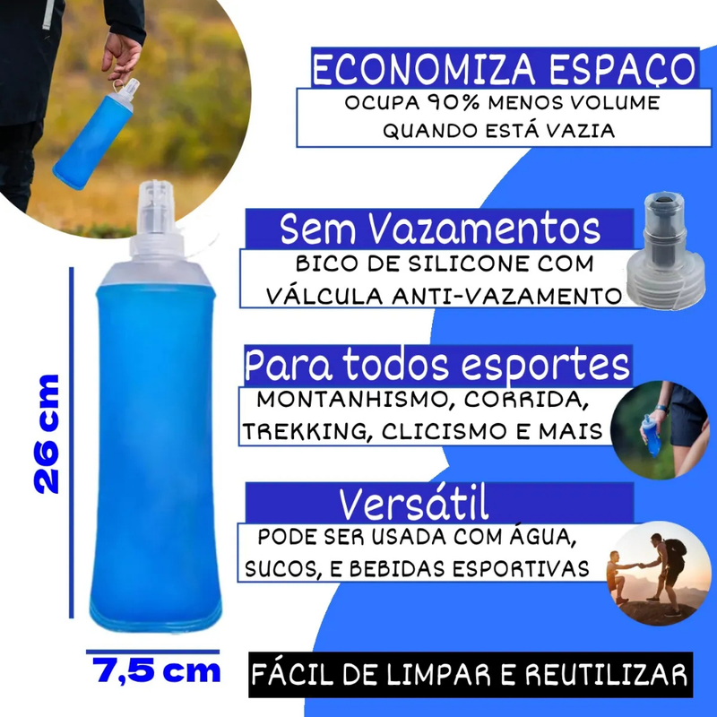 Garrafa De água Corrida Flexível Garrafa Dobravel De Silicone Para Academia Soft Water Bag TPU Folding Flask 500ML