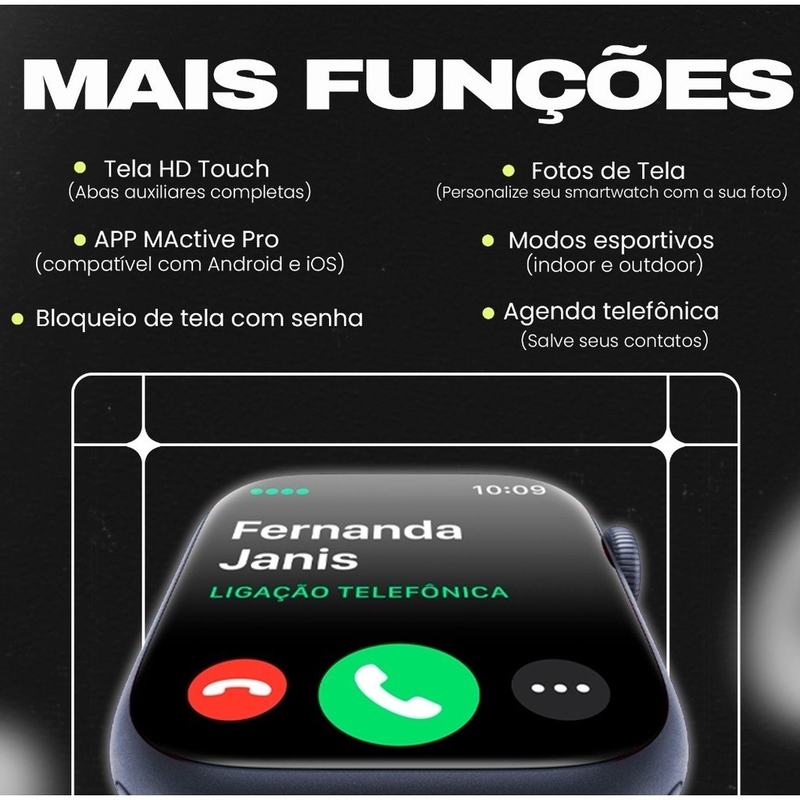 Smartwatch W29 Pro Serie 9 Ilha Dinamica Nfc Bussola Armazena Arquivo foto musica